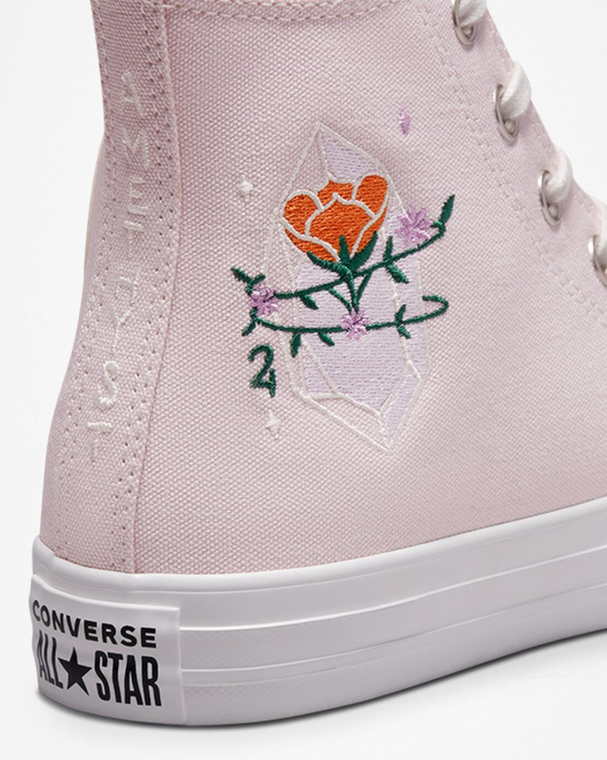 Women's Converse Chuck Taylor All Star Embroidered Crystals High Top Shoes Rose / White | AU E4601U